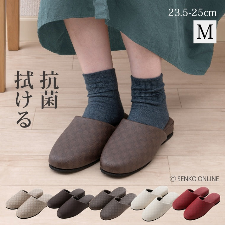 FEEL FOOT チェッカー PVCスリッパ Mサイズ(約23.5〜25cm) ベージュ/ブラウン/グレー/アイボリー/レッド