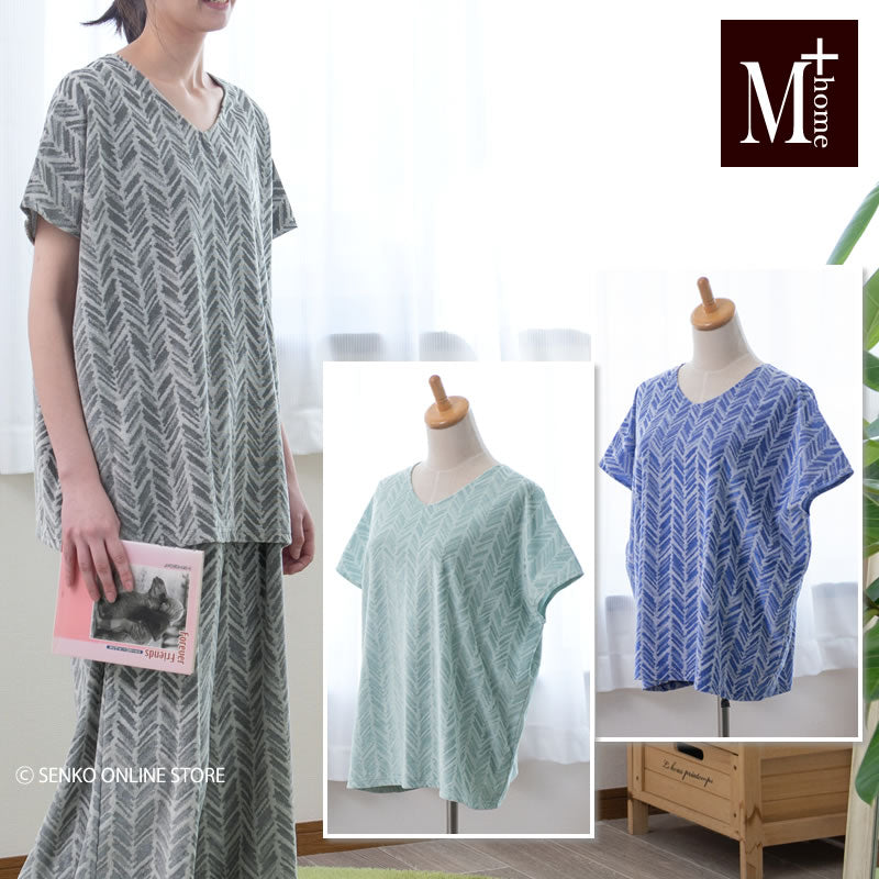 ★M+home アロヒラニ トップス M-Lサイズ ブラック/グリーン/ネイビーブルー