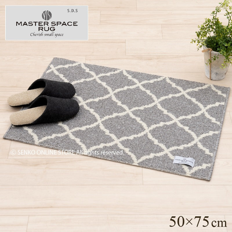 【ラグマット インテリアマット 玄関マット モダン シック 上品 高級感 シンプル】約50×75cm グレー SDS/マスタースペースラグ CARDIFF カーディフ