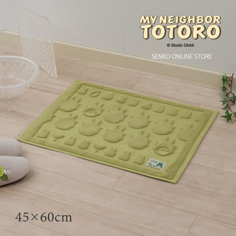【バスマット ジブリ グッズ 綿100% キャラ 可愛い シルエット シンプル】約45×60cm グリーン となりのトトロ トトロあつめ