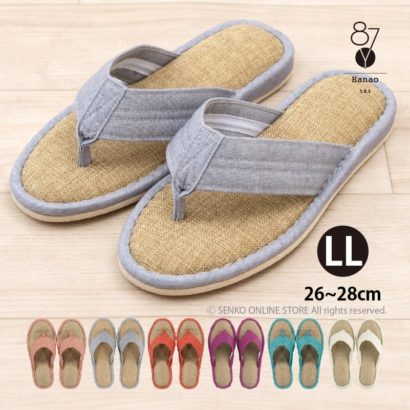 【鼻緒付きスリッパ ルームシューズ 洗える】LLサイズ:約26〜28cm コーラルピンク/グレー/オレンジ/ローズ/ターコイズブルー/ホワイト/ブラック/ネイビーブルー サニーサニー