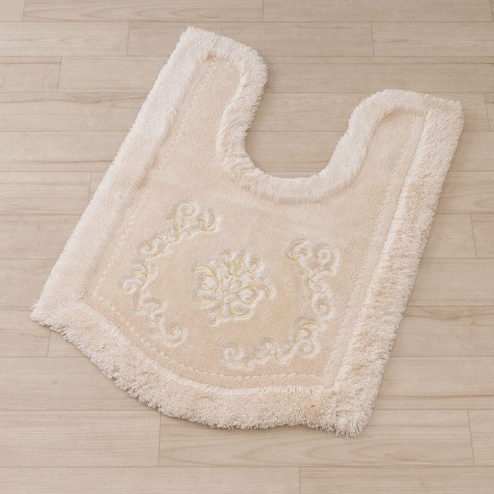 ニーナス・メゾン ロイヤルパレス ロングトイレマット 約95×70cm ロイヤルベージュ/ロイヤルネイビーブルー