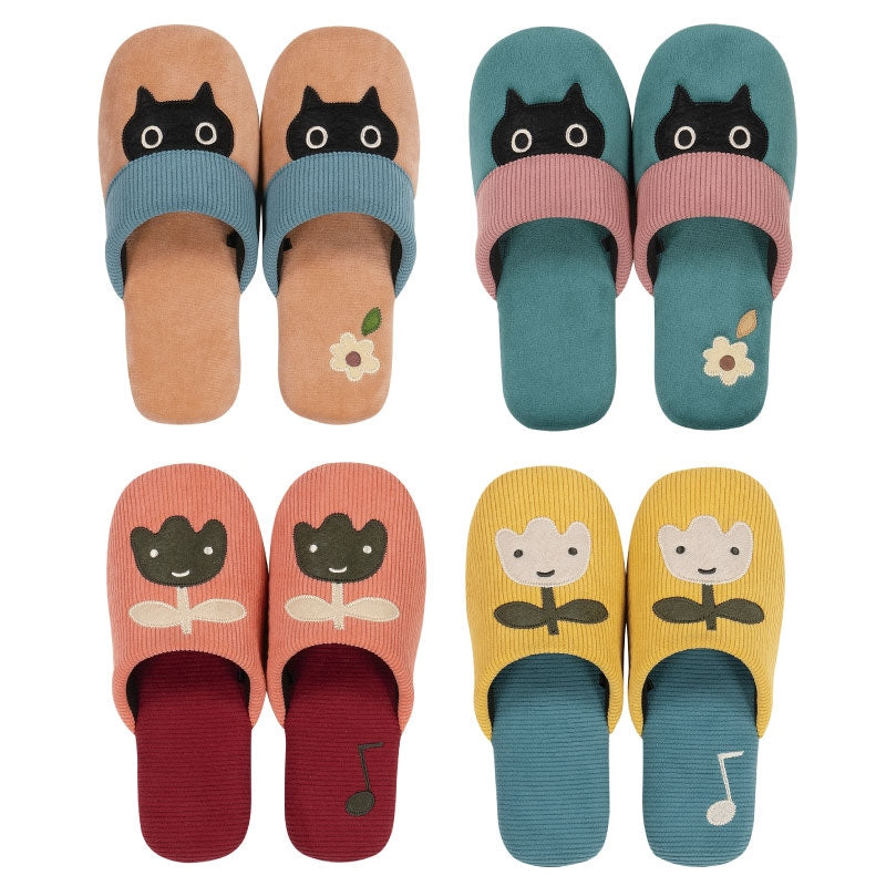 アツコマタノ スリッパ Mサイズ(約22〜24cm)/Lサイズ(約24〜26cm) MEME(ブラウン/グリーン) チューリップ(ピンク/イエロー)
