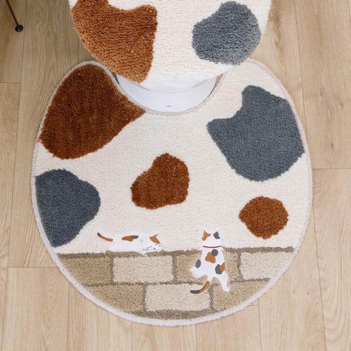 SDS 和にゃんこ ミケ トイレマット 約60×60cm ベージュ