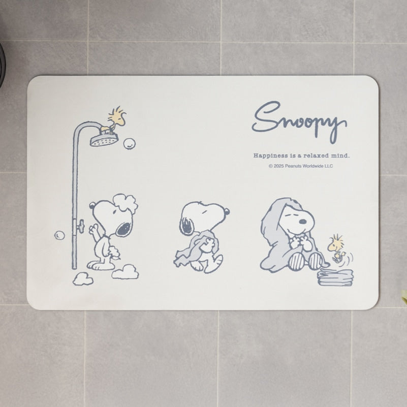 PEANUTS ハッピーバスタイム 珪藻土入りやわらかバスマット 約40×60cm グレー