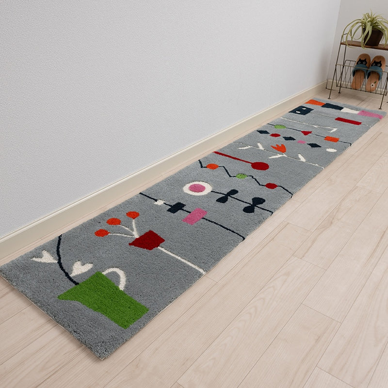 アツコマタノ キッチンの窓辺 ロングマット 約50×240cm グレー/アイボリー