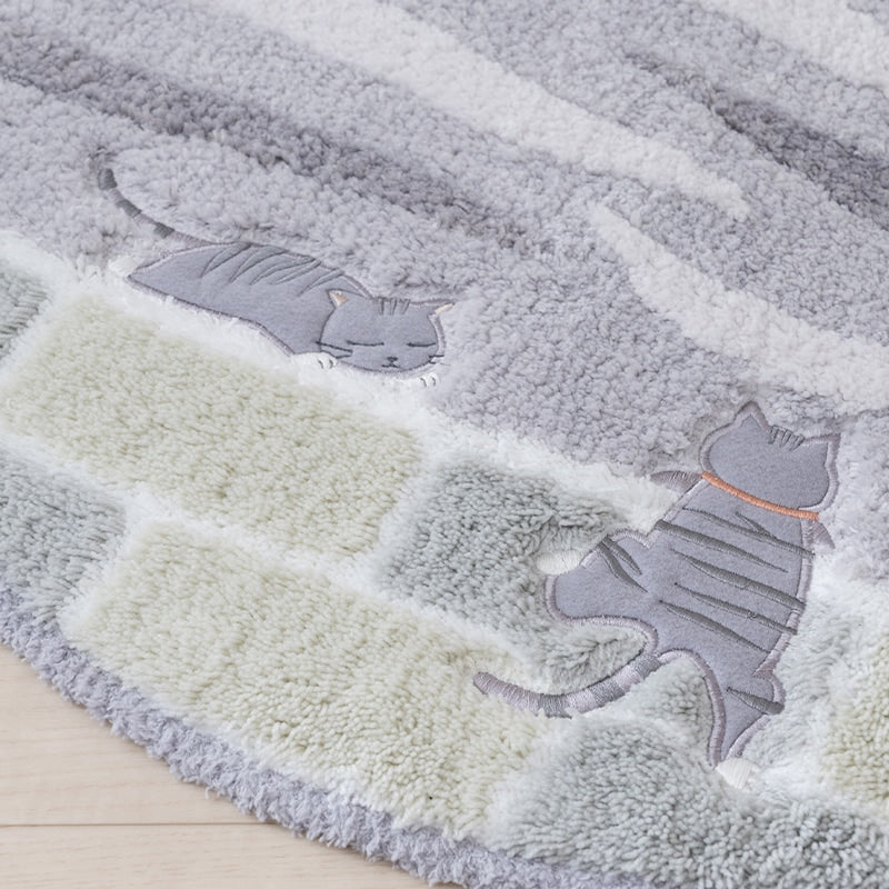 SDS 和にゃんこ サバ トイレマット 約60×60cm グレー