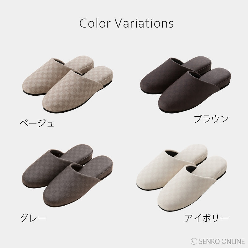 FEEL FOOT チェッカー PVCスリッパ Lサイズ(約25〜26.5cm) ベージュ/ブラウン/アイボリー/グレー