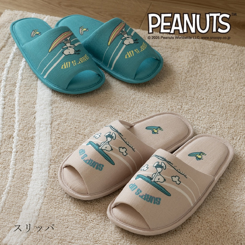 PEANUTS サーフ スリッパ 約23.5〜25.5cm ベージュ/ターコイズブルー