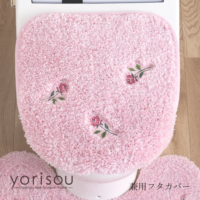 SDS yorisou スイートローズ トイレ兼用フタカバー(普通便座&温水洗浄・暖房便座兼用) ピンク