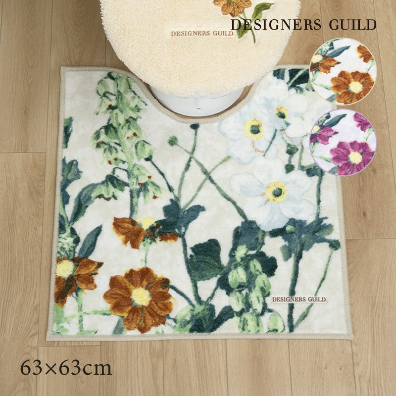デザイナーズギルド アルテミシア トイレマット 約63×63cm アイボリー/ピンク