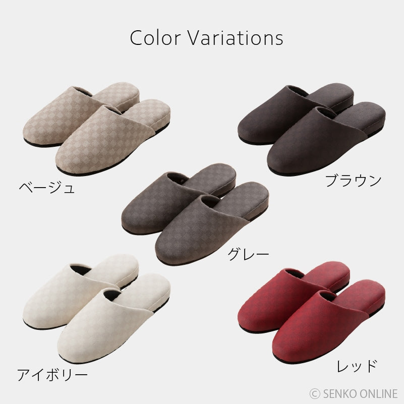 FEEL FOOT チェッカー PVCスリッパ Mサイズ(約23.5〜25cm) ベージュ/ブラウン/グレー/アイボリー/レッド