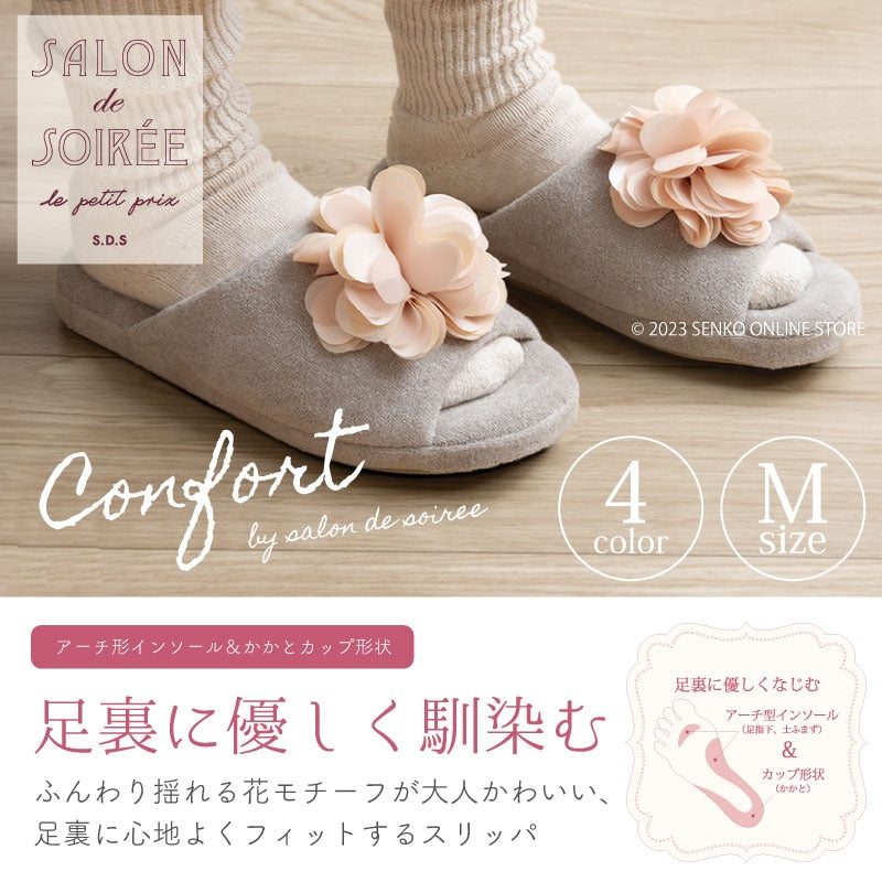 サロンドソワレ コンフォ スリッパ Mサイズ(適応サイズ約21.5〜23.5cm) ブルー/ベージュ/グレー/ピンク