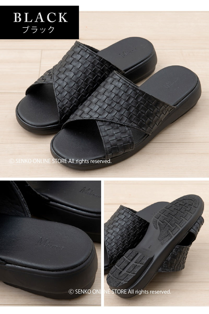 M+home クロワゼ 外履きサンダル紳士用 適応サイズ:(M)約25.5〜26cm (L)約26.5〜27cm ブラック/ブラウン
