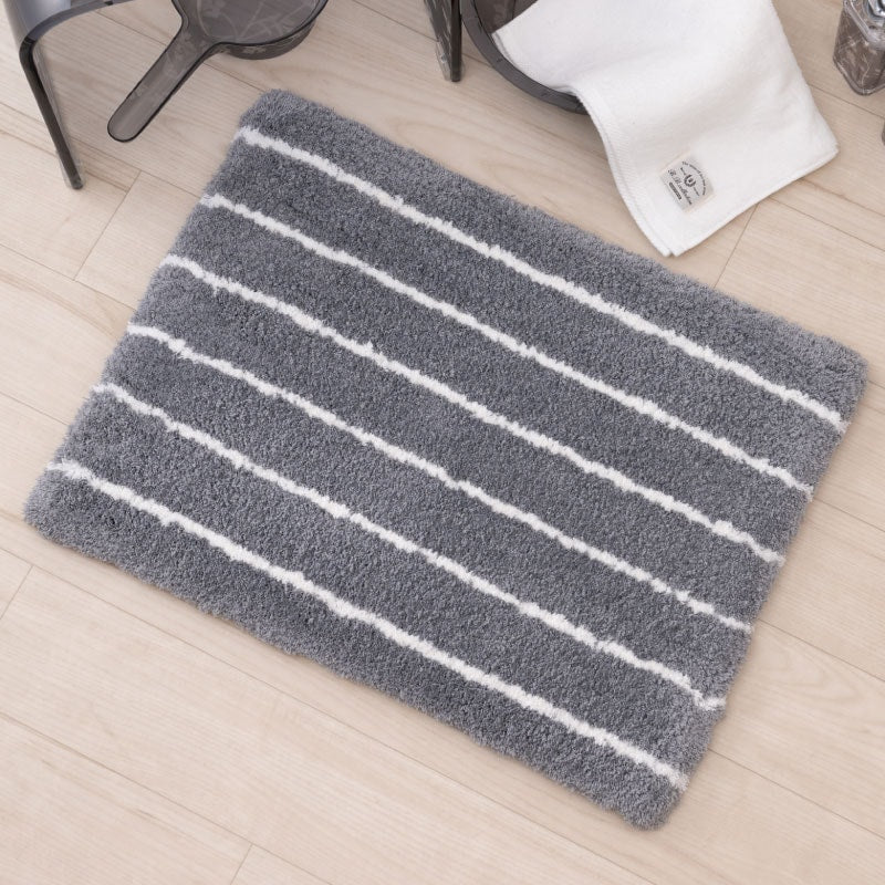 【バスマット 吸水速乾 柔らかい ふわふわ 滑りにくい】約45×60cm ベージュ/グレー THEバスマット ハピネスライン