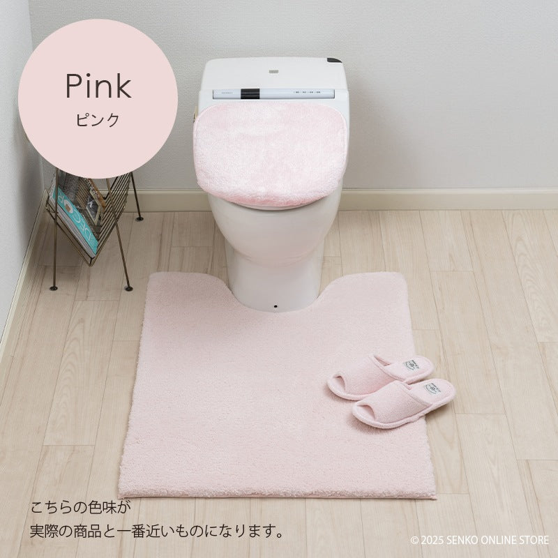 ★B.B.collection クッショニー3 トイレ3点セット(トイレマット(約90×70cm)+兼用フタカバー+スリッパ) グレー/アイボリー/ピンク