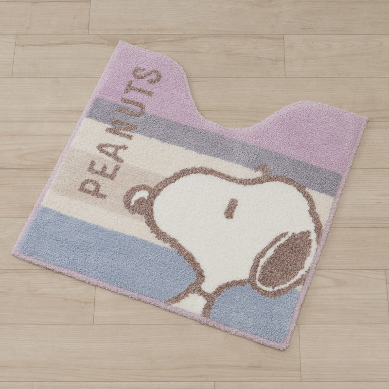 PEANUTS くすみパステル トイレマット 約58×60cm ブルー/ピンク