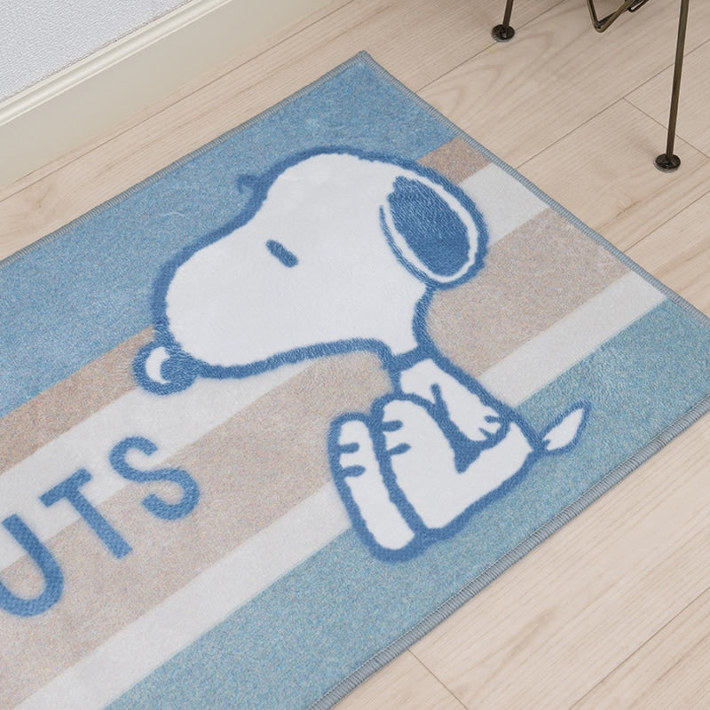 PEANUTS くすみパステル ロングマット 約45×120cm ブルー/ピンク