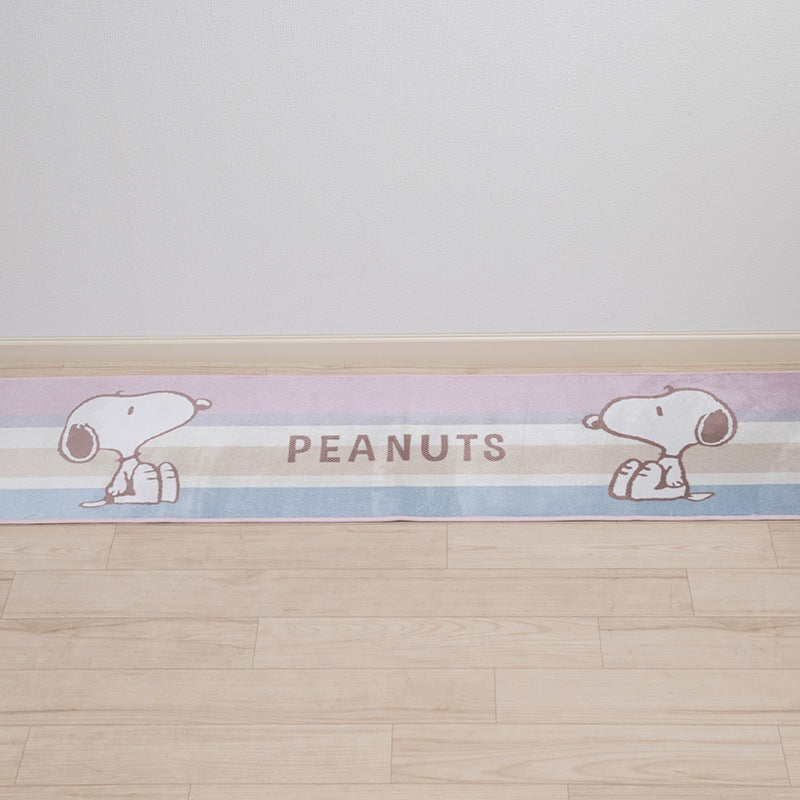 PEANUTS くすみパステル ロングマット 約45×180cm ブルー/ピンク