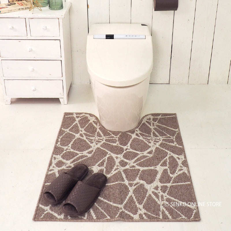 ★マスタースペースラグ ペンテリコン トイレマット 約83×73cm グレー/ライトグレー/モカ