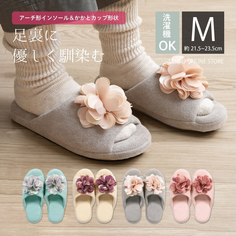サロンドソワレ コンフォ スリッパ Mサイズ（適応サイズ約21.5〜23.5cm）  ブルー/ベージュ/グレー/ピンク