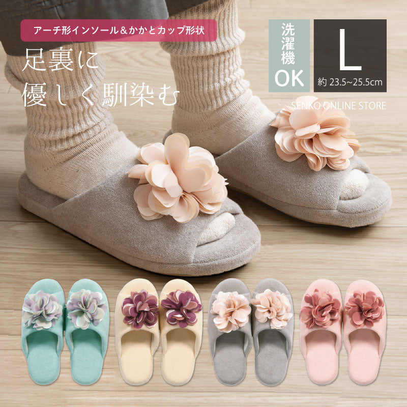 サロンドソワレ コンフォ スリッパ Lサイズ（適応サイズ約23.5〜25.5cm）  ブルー/ベージュ/グレー/ピンク