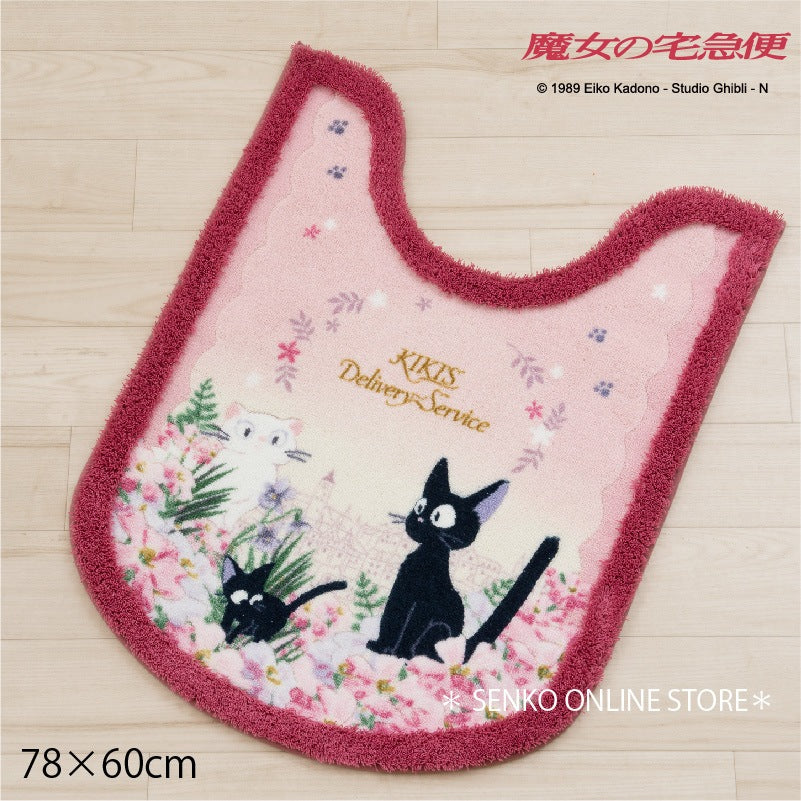 【ロングトイレマット ジブリ キャラクター 】約78×60cm ピンク 魔女の宅急便 トワイライトジジ