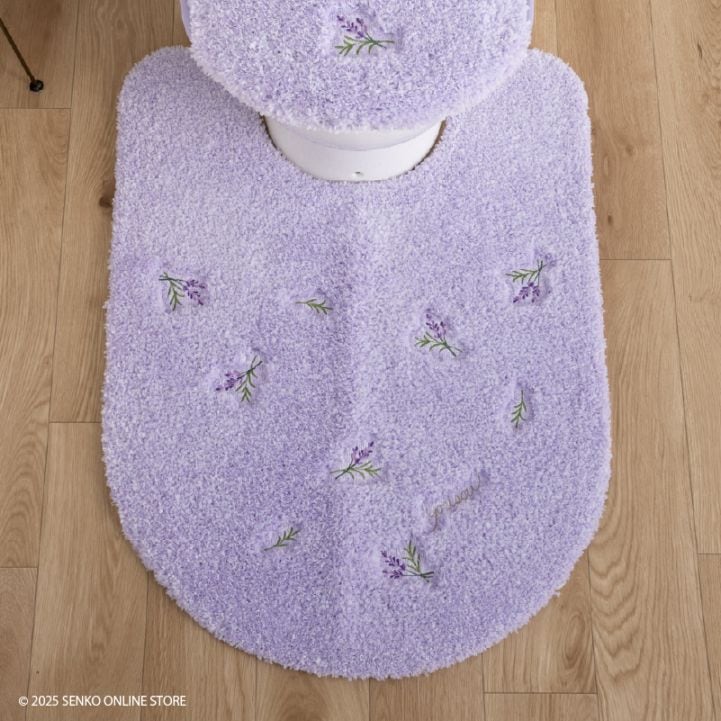 【ロングトイレマット 花柄 可愛い お洒落 明るい】約80×60cm ラベンダー yorisou スイートラベンダー