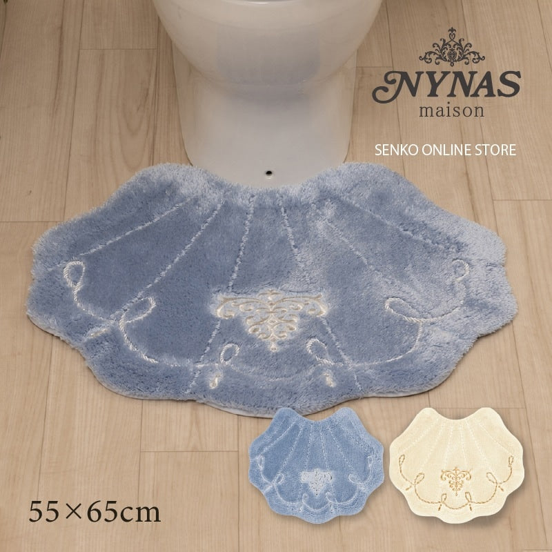 ニーナス・メゾン ロマンスシェル トイレマット 約55×65cm ブルー/アイボリー