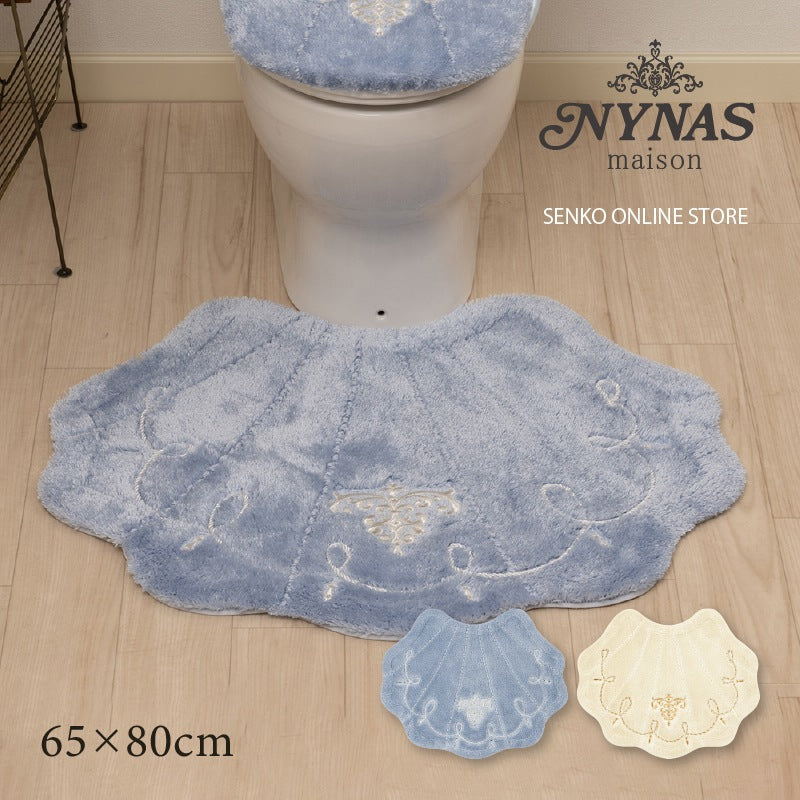 ニーナス・メゾン ロマンスシェル ロングトイレマット 約65×80cm ブルー/アイボリー