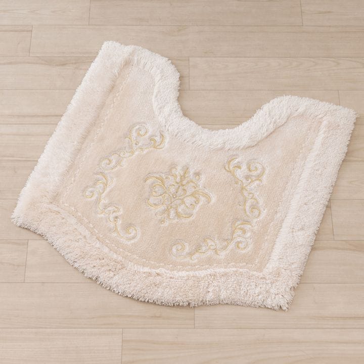 ニーナス・メゾン ロイヤルパレス トイレマット 約70×70cm ロイヤルベージュ/ロイヤルネイビーブルー