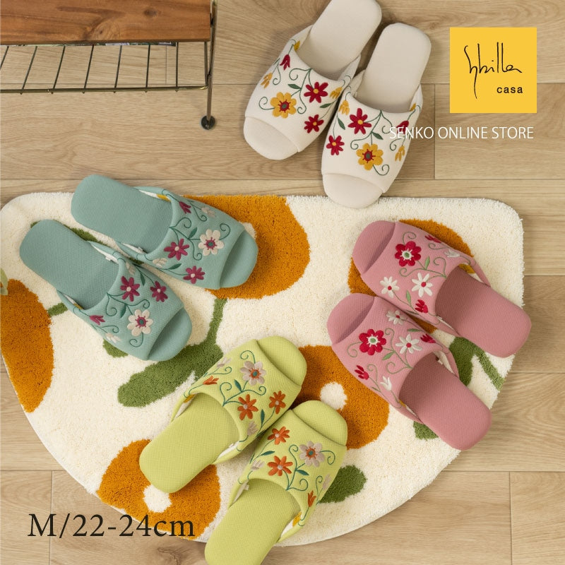 シビラ スリッパ フラワーガーデン2 適応サイズ:（M）約22〜24cm ブルー/ベージュ/グリーン/ピンク