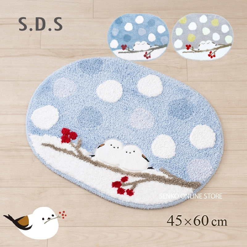 SDS シマエナガちゃん バスマット 約45×60cm ブルー/グレー