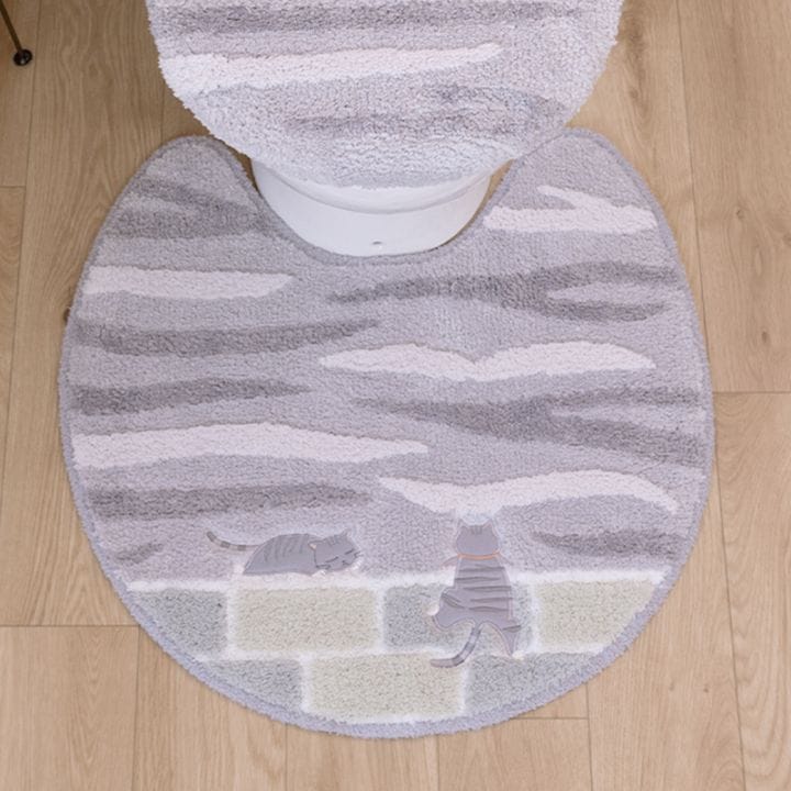 SDS 和にゃんこ サバ トイレマット 約60×60cm グレー