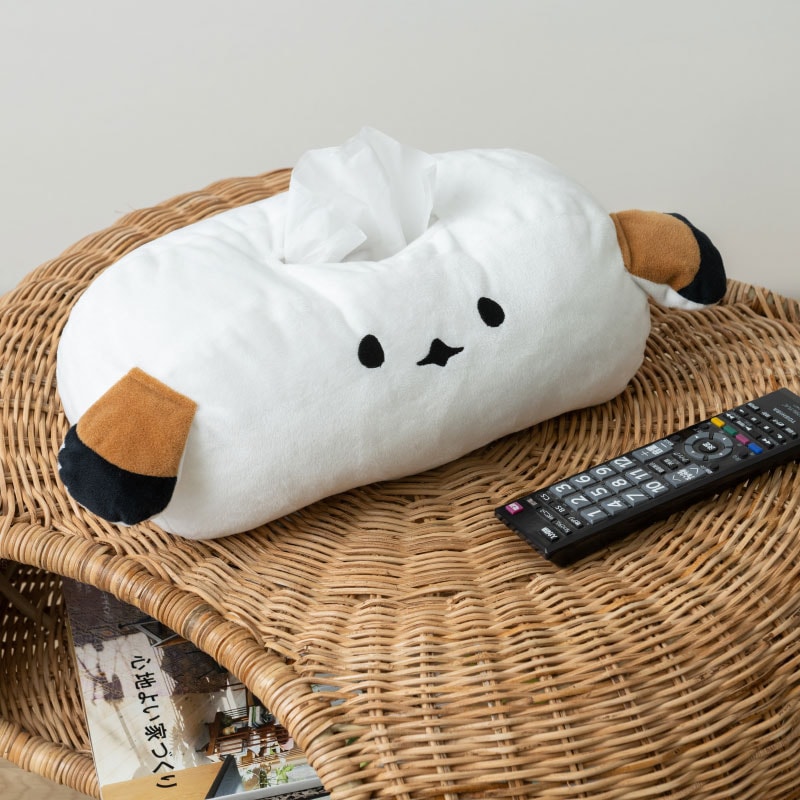 SDS もちもちシマエナガ ティッシュケースカバー 外寸:約W32×D19×H15cm ホワイト