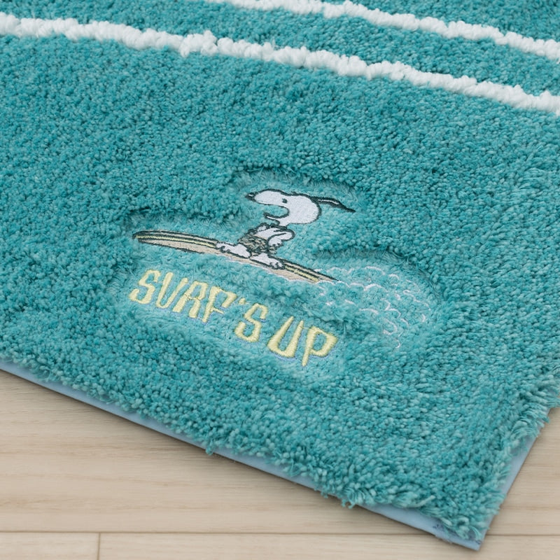 PEANUTS サーフ トイレマット 約58×60cm ベージュ/ターコイズブルー