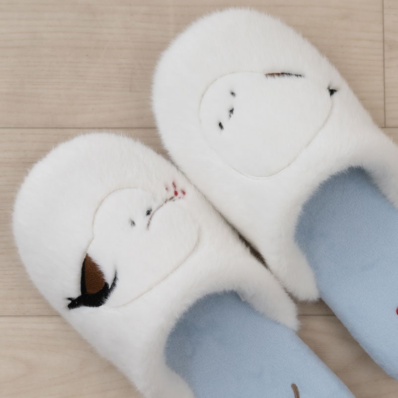 SDS なかよしシマエナガ スリッパ 約22〜24cm ブルー/ベージュ