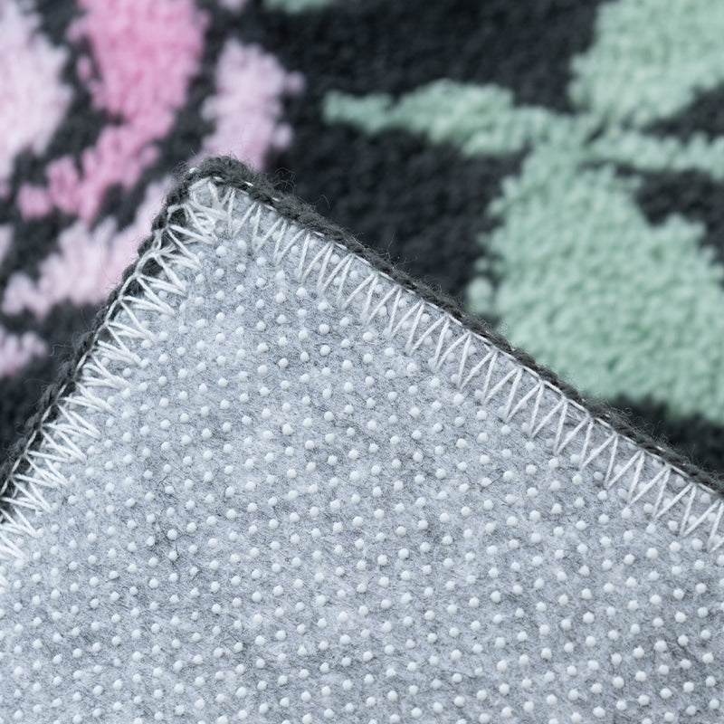 ラルジュルタン グレイス ロングトイレマット 約80×60cm ブラック/アイボリー