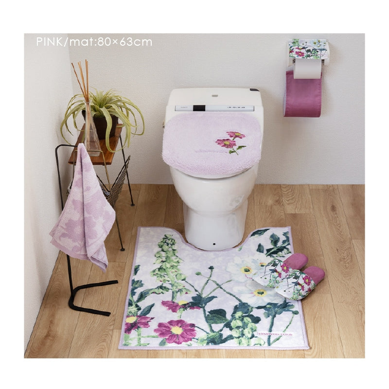 デザイナーズギルド アルテミシア ロングトイレマット 約80×63cm アイボリー/ピンク
