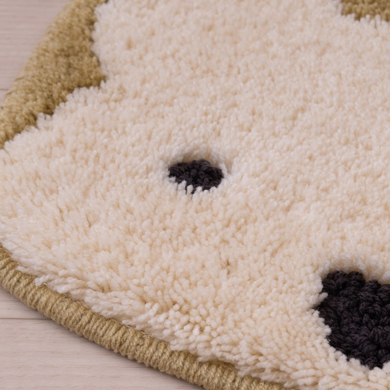 アツコマタノ チェアマット しろくま 約32×35cm ブラウン/カーキ