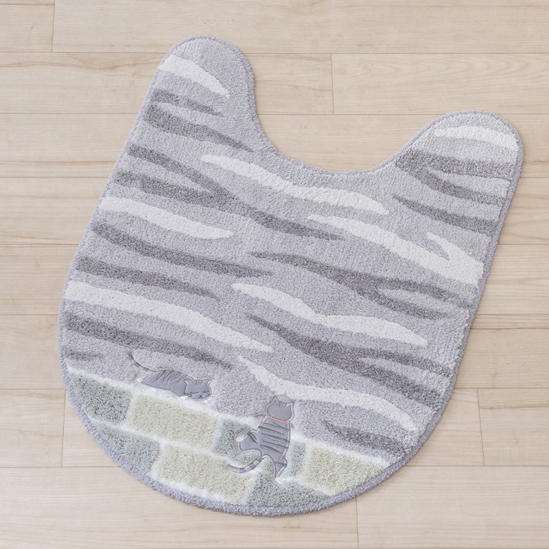 SDS 和にゃんこ サバ ロングトイレマット 約80×60cm グレー