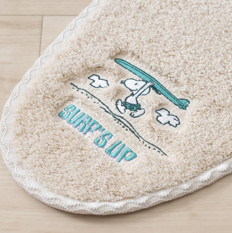 PEANUTS サーフ ミニアクセントマット 約20×45cm ベージュ/ターコイズブルー