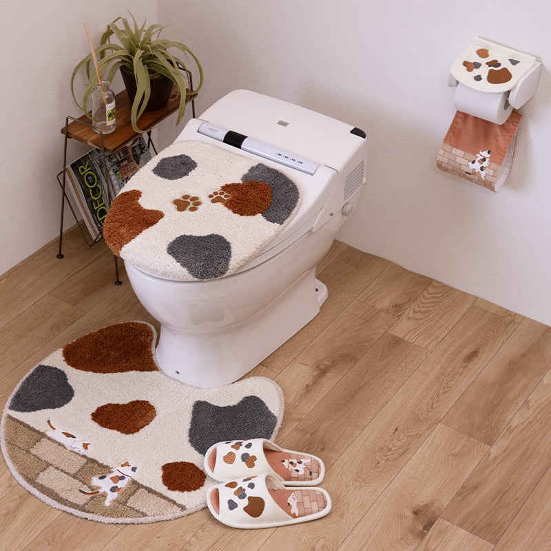 SDS 和にゃんこ ミケ トイレマット 約60×60cm ベージュ