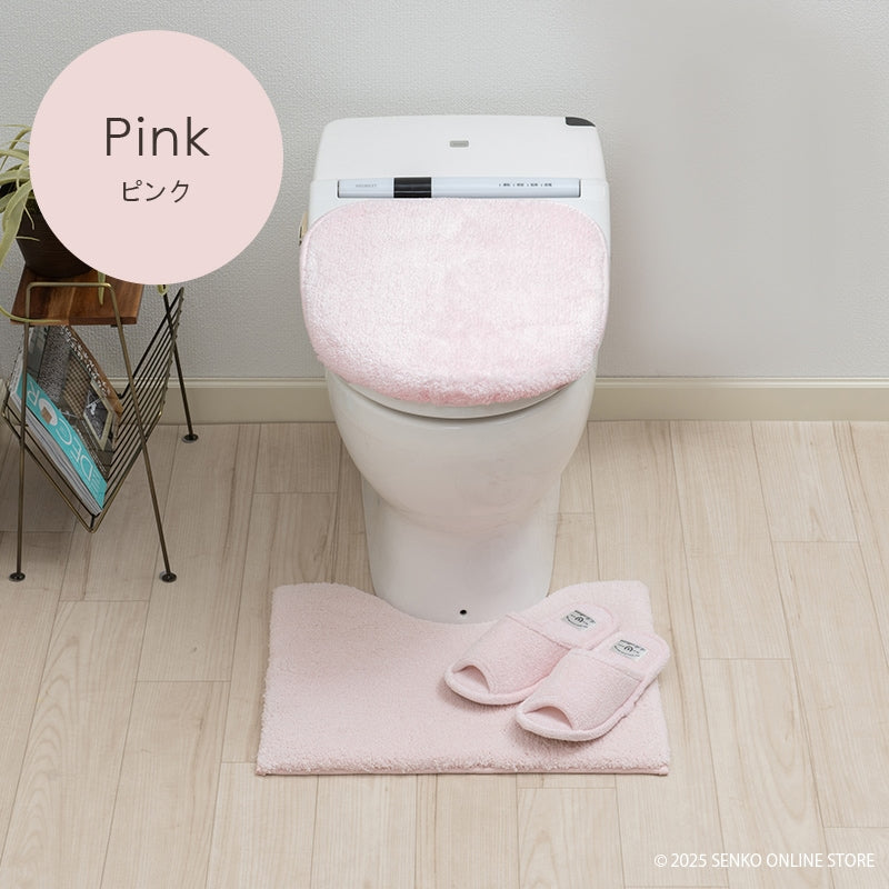 ★B.B.collection クッショニー3 トイレ3点セット（トイレマット（約40×50cm）+兼用フタカバー+スリッパ） グレー/アイボリー/ピンク