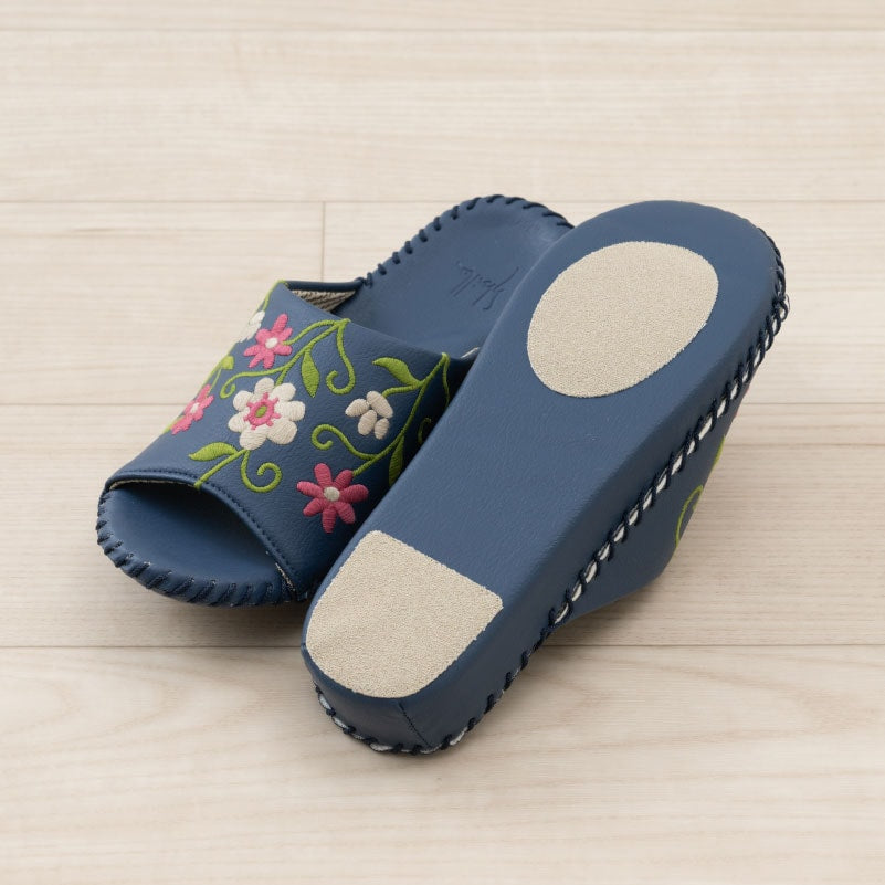 シビラ フロラシオン スリッパ Sサイズ（約21.5〜22.5cm）Mサイズ（約22.5〜23.5cm）/Lサイズ（約23.5〜24.5cm） ベージュ/ネイビーブルー