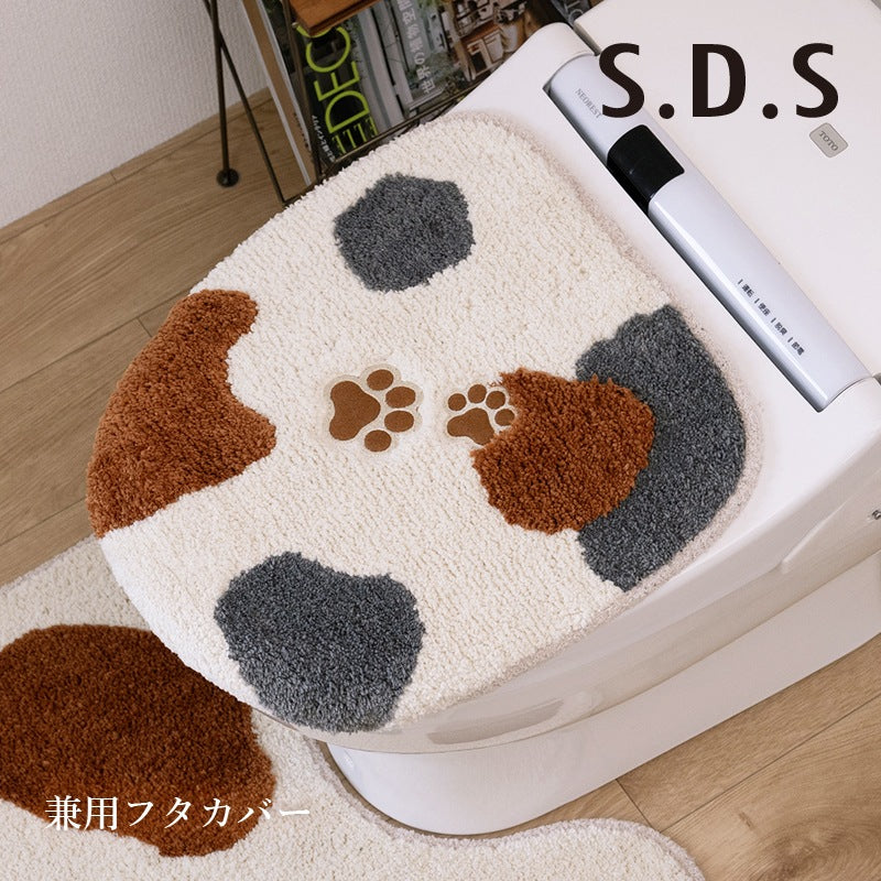 SDS 和にゃんこ ミケ トイレ兼用フタカバー（普通便座＆温水洗浄・暖房便座兼用） ベージュ