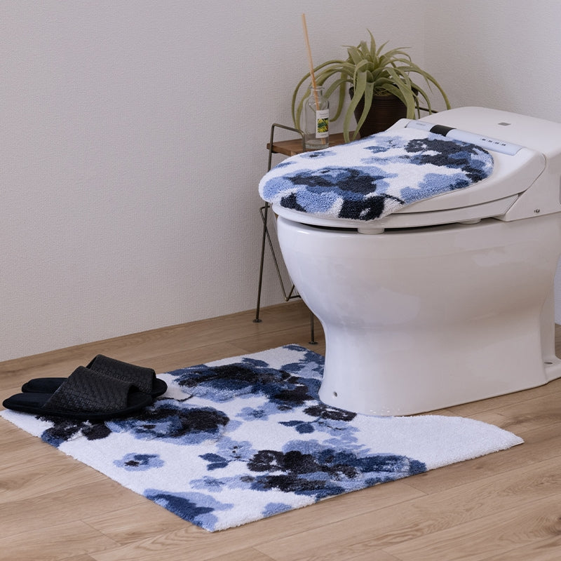 M+home クッカ トイレマット 約70×70cm ネイビーブルー