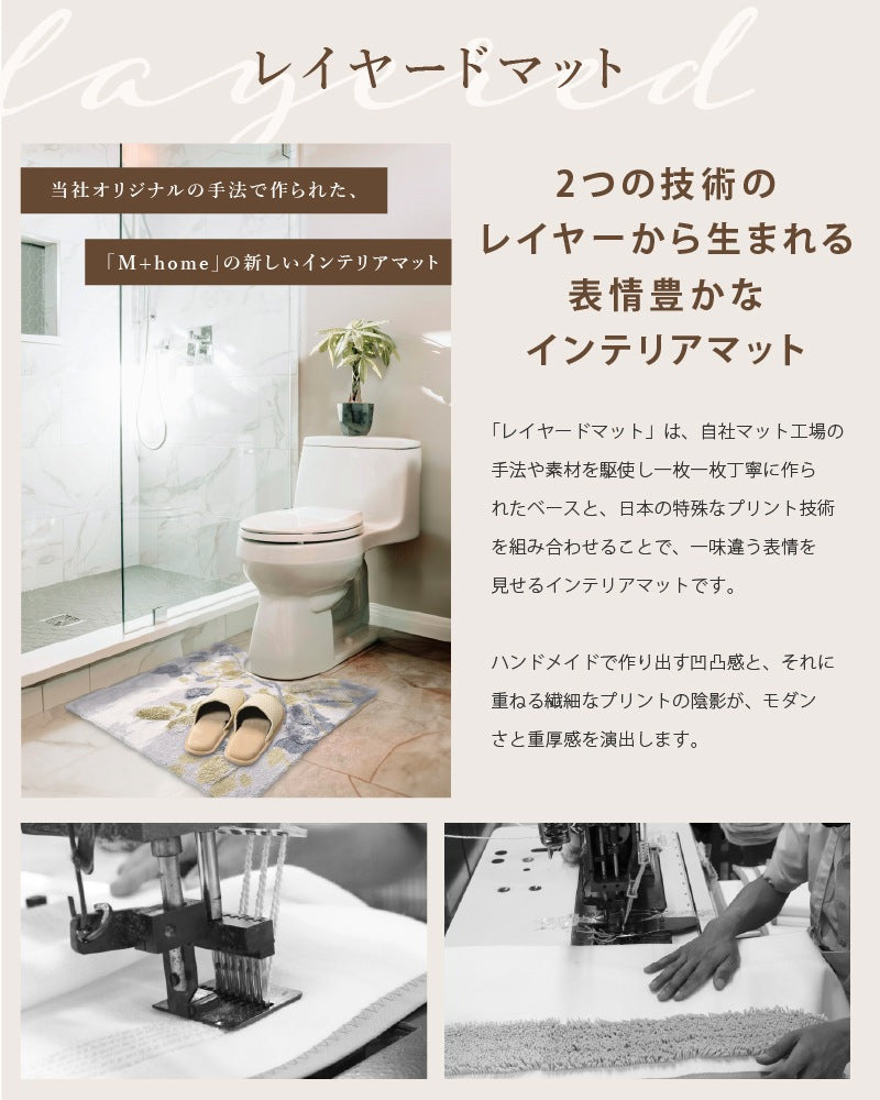 ★M+home ハルヤタ トイレマット 約60×60cm ネイビーブルー