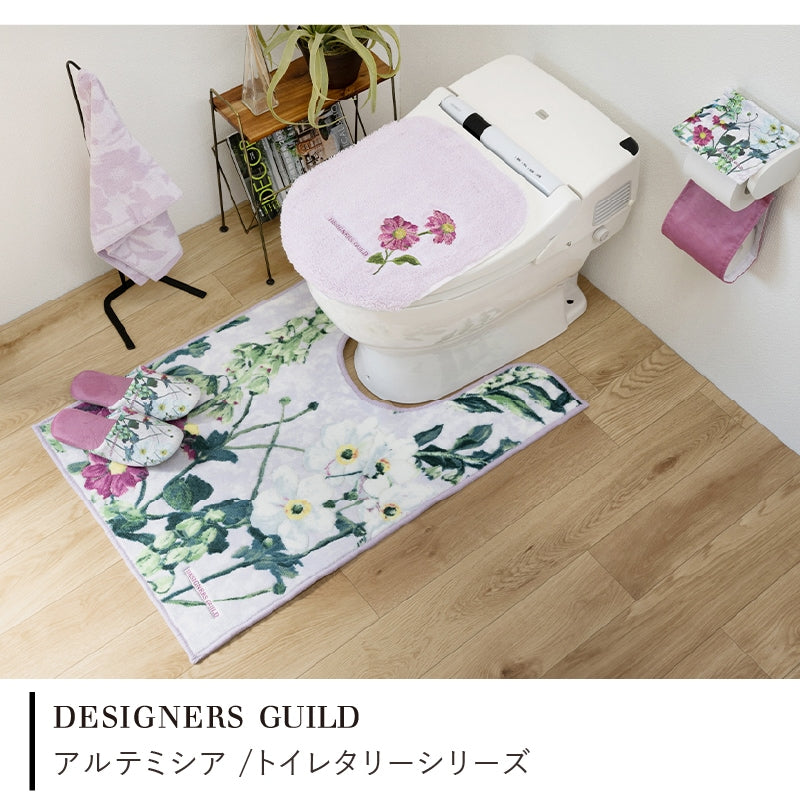デザイナーズギルド アルテミシア 耳長トイレマット 約95×63cm アイボリー/ピンク