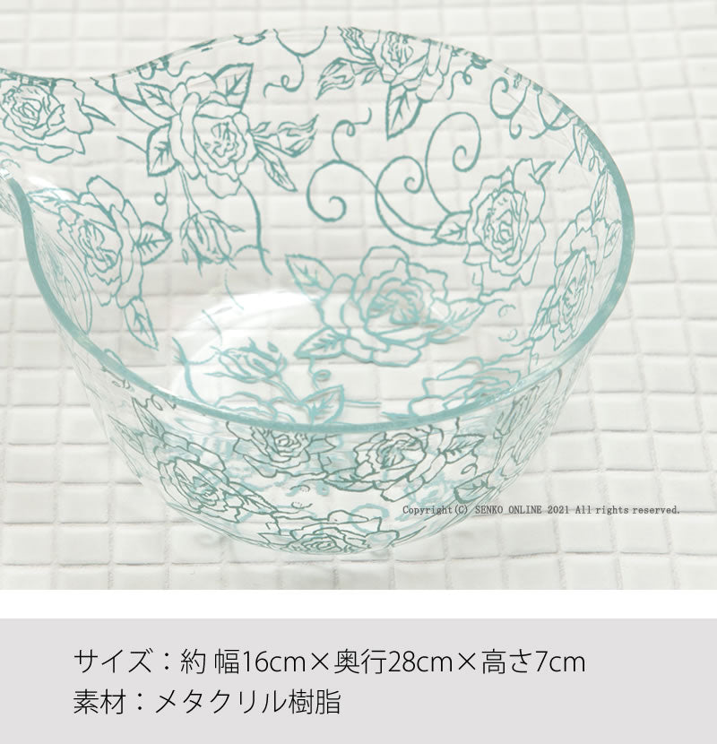 【手桶 浴用品 薔薇 花柄 透明 スケルトン おしゃれ エレガント】ライトブルー クリアローズ ラッピング/のし対応不可
